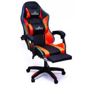 Кресло геймерское DIEGO с подставкою для ног и подсветкою черно-красное